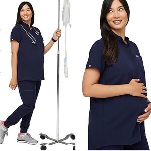 Figs Deep Blue Maternity Scrub Set